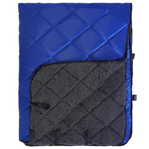 REDCAMP Large Camping Blanket with Sherpa Lining, Blue 79"x59" | Cold Weather Warm Thick Outdoor Blanket Comfy Foldable & Windproof for Camping Stadium,Car,Picnics,Pet,Trip,Machine Washable - color: 59"x 79" Blue