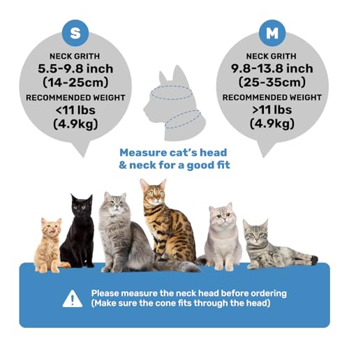 Cat Recovery Collar, Soft Adjustable Cat Cone Alternative, Lightweight Waterproof Fasteners Collars for Cats Kittens Puppies, After Surgery Stop Licking, Post-Surgery or Skin Protection - color: Lake Blue, size: Medium