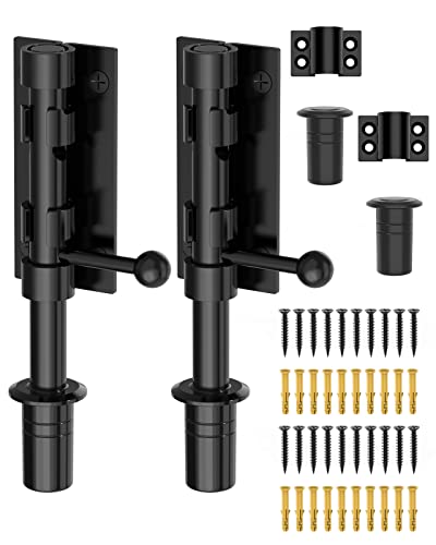 Heavy Duty Slide Bolt Gate Latch Hardware, 6.3 Inch, Black-2PCS | Solid 304 Stainless Steel Latches Electroplating Finish, Barrel Bolt Lock for Wooden Fence, Interior, Yard/Barn/Shed Door - color: Black - 2 Pack