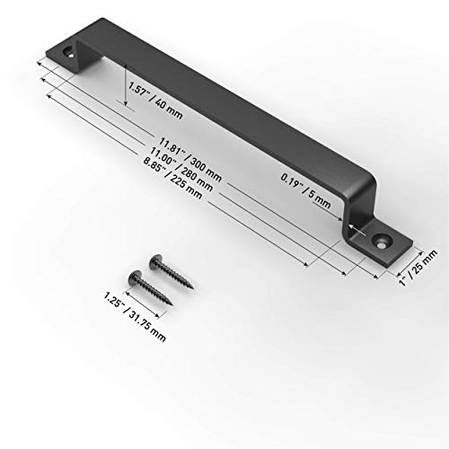 12 Inch Straight Bar Barn Door Handle - Black Cast Iron Pull for Sliding Doors, Gates, Sheds, Fences, Closets - Indoor Outdoor Farmhouse Hardware - size: 12 Inch, style: Straight Bar