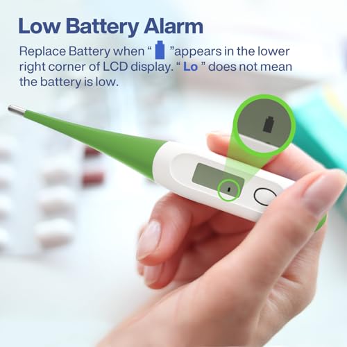 Boncare 10 Seconds Oral Thermometer for Adults and Kids, Green | Accurate & Safe, Rectal Digital Thermometer for Baby, Fever Alarm - color: Green