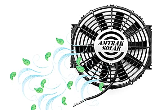 Amtrak Solar 10-Inch 12V DC Attic Exhaust Fan – Quiet, Powerful Ventilation for Garage, RV, Greenhouse, or Shed – Moisture & Heat Reduction – Easy Plug-and-Play Setup – Fan Only - size: 10