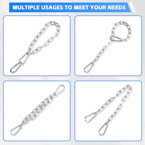 Heavy Duty Stainless Steel Chains, 550LB Punching Bag Chain with Carabiners, Heavy Bag Chain for Boxing Punching Bags Hanging Chair Hammocks Swing Trapeze Yoga