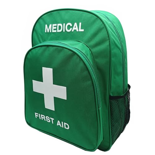 Red Emergency Bag First Aid Backpack Empty Medical First Aid Bag Treatment Trauma Bags for Camping Pet Dog Cat (Green White) - color: Green White