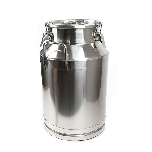 Milk Can with Sealed Lid, Stainless Steel Milk Transport Cans Wine Pail Bucket Tote Jug Pot Oil Liquid Storage Barrel with 2 Handles Sealed Silicone Anti-Leak Ring Lock Belt 40L 10.56 Gallon - color: 40l