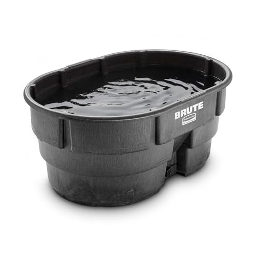 Rubbermaid Commercial Products Stock Tank, 150-Gallons, Structural Foam, Heavy Duty Container, for Livestock/Animal/Cattle Feed & Water, Outdoor Homemade Pool/Hot Tub/Bathtub, & Pet Cleaning/Dog Wash - size: 150 Gallon