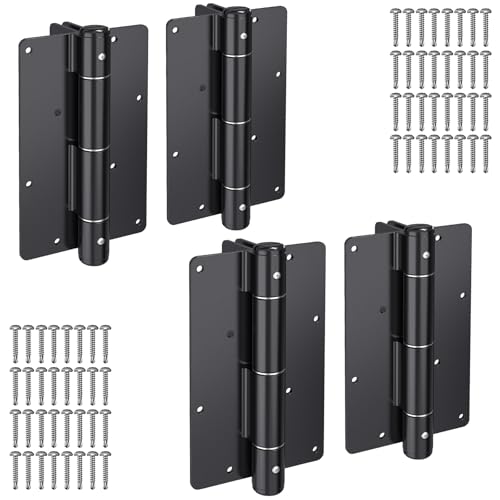 Insaga 5-3/4" Self-Closing Gate Hinges Heavy Duty Black E-Coated, 4 Pack | Carbon Steel, Rust-Proof E-Coat, 4-Side Mount for Pool/Yard, Self-Close Spring, No Adjustment Needed, 30 Lbs Capacity - color: 4Pack
