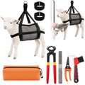 8Pcs 8" Farrier Tool Kit, Hoof Rasp Nipper Trimmer Brush Calf Sling | 8" Hoof Nipper, 300lb Capacity Adjustable Weighing Sling, Storage Bag Included, for Goat, Pig, Sheep, Donkey, Equine, Alpaca - style: Complete Hoof Care Kit
