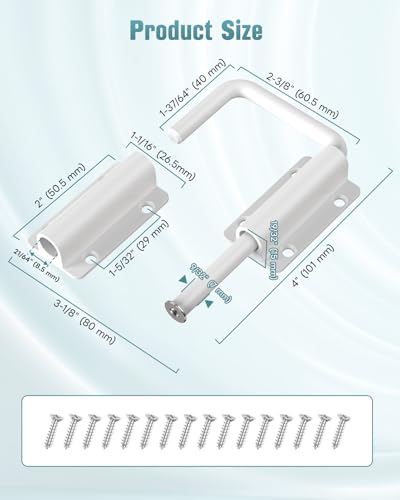 90/180 Degree U Patio Sliding Door Loop Lock Latch, White-4 PCS | Aluminum Alloy Security Bolt Lock , Multi-Angle Mounting for Barn, Garden, Fence Gate & Window - color: White-4 PCS