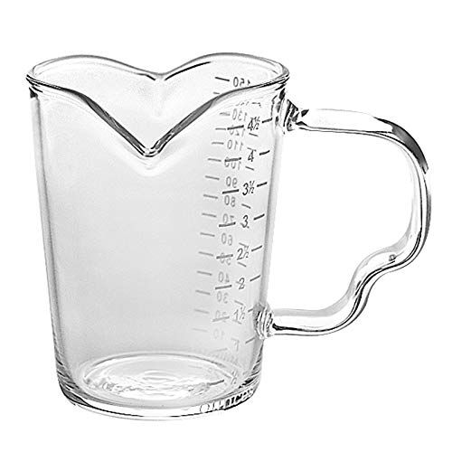 Espresso Shot Glasses 150ML Double Spouts Measuring Cup Triple Pitcher Milk Cup Wine Glass Pitcher Barista Measure Cup Liquid Heavy Glass Milk Cup Demitasse Cups Espresso Mugs Coffee Cups