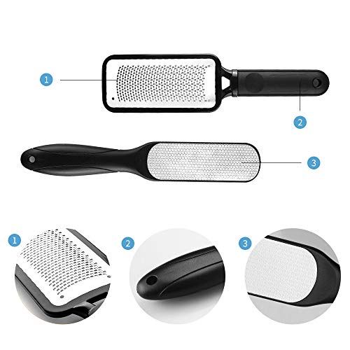 Fu Store 2 Pack Foot Files Callus Remover Foot Rasp Dual Sided Foot File | Stainless Steel Surface Pedicure Tools Professional Scrubber Premium for Feet Care Remove Hard Skin - color: Black