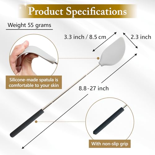 Telescopic Cream Applicator for Back (Accurate) | Extends from 23cm to 69cm to reach your whole back. Soft silicone head applies lotions, sunscreens and ointments. Washable. - color: Accurate Application