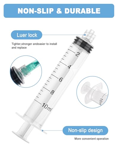 10mL Syringes without Needle, Sterile, Individually Wrapped | Luer Lock Syringe with Cap, Accurate Liquid Measurement for Lab Use and Home Care, 10 Pack - style: 10ML