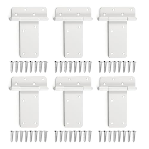 6 Pack 6" Door Hinges,280 Lbs Capacity Heavy Duty Gate Hinges | Matte white T-Strap Shed Gate Hinges,Barn Door, Shed Doors, rust-resistant,durable(6 inch - 6 Pack)-Patent Pending - size: 6 inch - 6 Pack