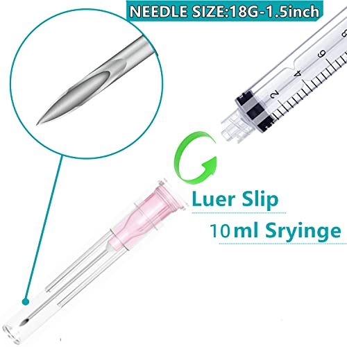 100 Pack 10ml 18Ga Lab Syringe Tools with Measurement, Individually Packed - style: 100 pack - 10ml 18 gauge