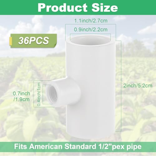 36PCS Chicken Waterer PVC Tee Fittings for Threaded Poultry Nipples Chicken Water Drinker and Feeder Cups, Fully Automatic Poultry Waterers