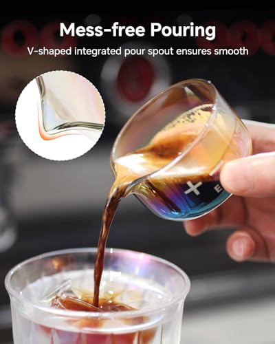 Espresso Measuring Cup - Barista Glass Measuring Cup for Coffee Easy Pouring V-Shaped Spout Espresso Shot for Coffee Machine, Colorful 1 Pack - color: Iridescent