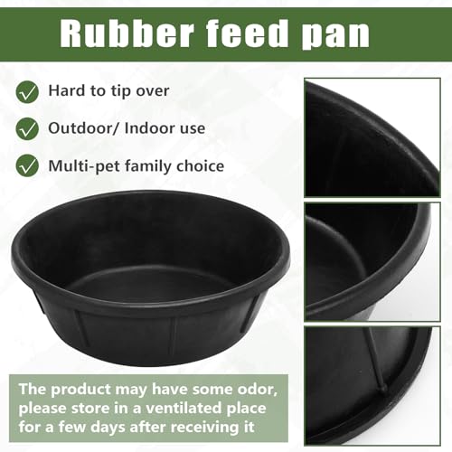 Sadnyy 4 Pcs Rubber Feed Pan 4 Quart/1 Gallon and 8 Quart/2 Gallon Utility Horse Feed Bucket Chicken Dust Bath Tub Livestock Water Trough Bowl for Chickens Ducks Goats Dogs Pigs Farm Small Animal - size: 4 Quart/1 Gallon and 8 Quart/2 Gallon