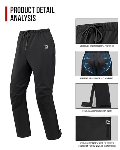 RIDEIRON Motorcycle Rain Gear for Men & Women, Waterproof Rain Suit | 15,000 mm Waterproof Rating, Zippered Leg Openings, Roomy Seat Design, Reflective, Breathable, Fishing, Golf, Hunting - size: XX-Large