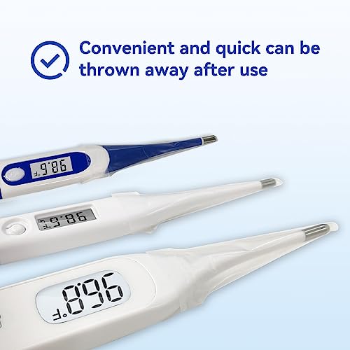 Berrcom Disposable Digital Thermometers Probe Covers Set of 100 Oral Rectal Thermometer Probe Cover Universal Thermometers Sleeves for Adult and Kids - color: White