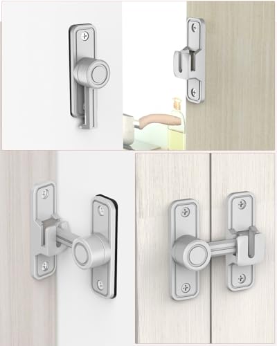 Heavy Duty Gate Latches 90 Degree Right Angle Barn Door Lock, Anti-Theft Sliding Door Lock Latch for Wooden Fence Garden Bathroom Outdoor Garage Window Include Screw (Silver) | Anti-Theft Sliding Door Lock Latch for Wooden Fence, Garden, Bathroom, Outdoor