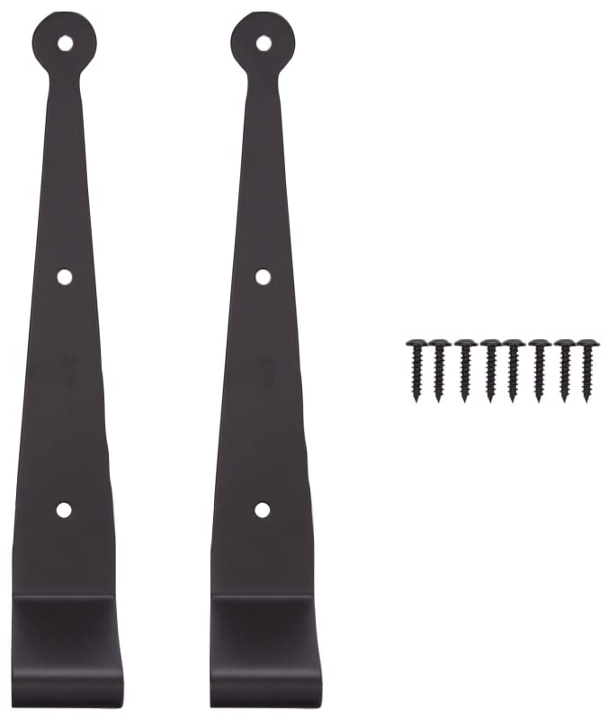 Rocky Mountain Goods Black Strap Hinges - Heavy Duty Stainless Steel with Powder-Coated Finish - Rust-Resistant Screw Mount Hinges for Doors, Gates, Sheds, Toolboxes (2-1/4" Offset) - size: 2-1/4" Offset