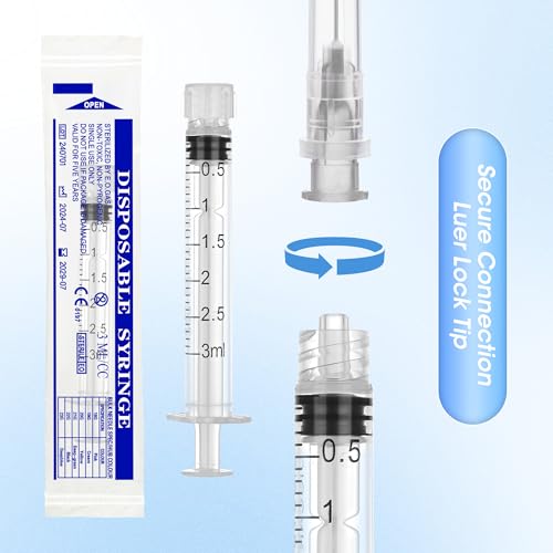 3ml Syringe with Cap, Luer Lock Liquid Transfer Syringes, 30 Pack Wrapped | Clear Scale Markings and Smooth Operation, Controlled Dispensing, Easy Liquid Transfer - style: 3 ml Luer Lock