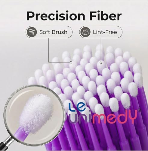 LE UNIMEDY 400PCS/Box Cotton Swabs, Disposable Micro Applicators Brush, Cosmetic Brush, Micro Swabs, Microswabs 2.5mm Purple - size: 2.5mm, Purple