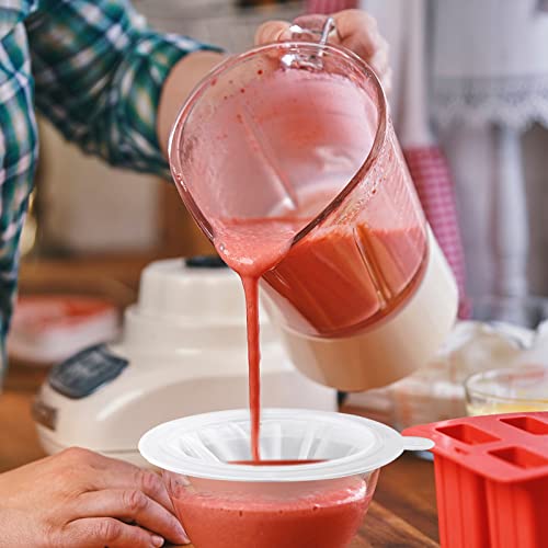4 Pcs 200 Mesh Food Filter Strainer with 1 Pcs Funnel and Squeezing Rod, Reusable Ultra Fine Mesh Strainer for Filtering Juice Coffee Milk Honey, Kitchen Funnels for Filling Bottles