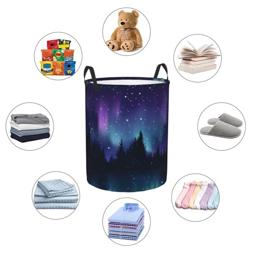 Laundry Basket Starry Night Collapsible Large Capacity,Dirty Clothes Basket Durable Lightweight Hamper With Handles Ideal For Clothes,Toys Home Organization size19.6"L x 15.7"W,63L - color: starry