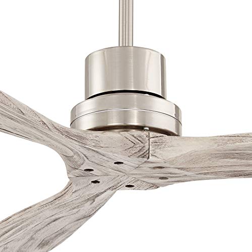 52" Delta DC Nickel and Gray 3 Blade Indoor Ceiling Fan with Remote | Wing Style Modern Silver Wood Damp Rated for Patio Exterior House Home Porch Gazebo Garage Barn 6" - size: Includes 6" Rod