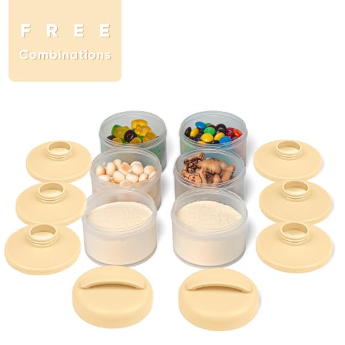 Termichy Stackable Formula Dispenser Portable: Milk Powder Container to go | Separated Compartments Premeasure Storage - Mess-Free Funnel Spout for No-Spill Pouring - for Home or Travel Use - color: Yellow