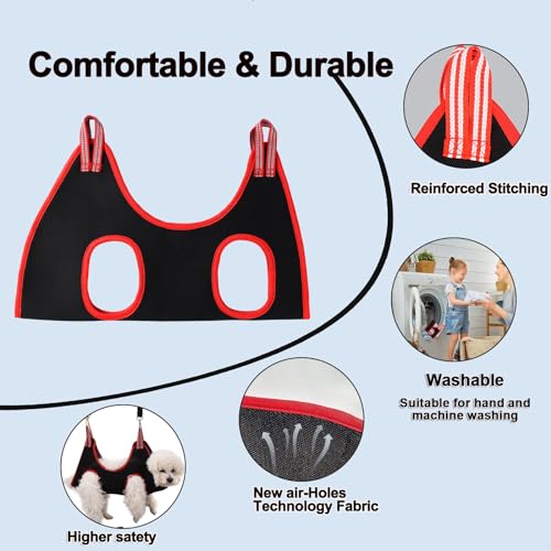 Dog Grooming Hammock Harness,Breathable Pet Cat Hammock Restraint Bag,Dog Grooming Sling Helper for Trimming Nail and Ear/Eye Care(S Size,8.5") - color: Black, size: S-Small Dogs/25-40lb