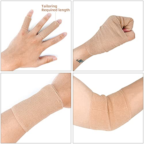 CARBOU Self Adhesive Cohesive Bandage Wrap 8 Pack 4x5yd Cohesive Tape Beige | Self Adherant Non-Woven Wrap Rolls, Atheletic Tape for Wrist, Ankle, Hand, Leg, Premium-Grade Medical Stretch Wrap - color: Beige, size: 8 Count (Pack of 1)