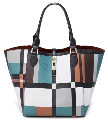 sqlp Large Work Tote Bag for Women Big Bucket Purses Designer Handbags - color: Blue Check