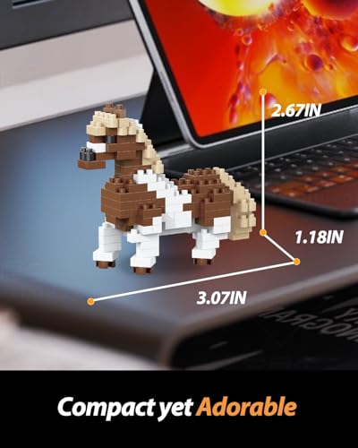 QISHOUTING Horse Mini Building Toy for Kids, Farm Animals Mini Stallion Building Blocks & Learning Toy for Girls Boys, Stallion Figurine Toys for Adults Girls, Birthday Party Favors Stocking Stuffers - style: Stallion