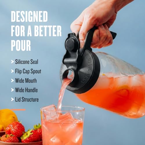 County Line Kitchen 64 oz Mason Jar Glass Pitcher With Lid - Black | Heavy-Duty Glass Mason Jar Pitcher - Leak-Proof Lid, Wide Mouth & Easy Pour Spout (64 oz) - color: Black