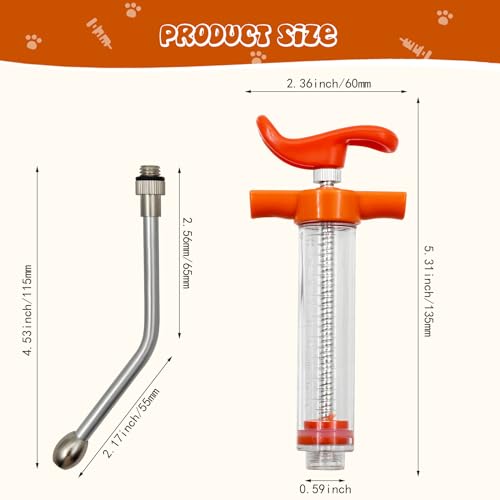 2 pcs Reusable Goats Syringe for Goat, 2 Drench Nozzle Adjustable Dosage Drench Gun Syringe for Sheep ( Orange 20ML) - style: Orange