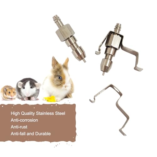8pcs Stainless Steel Rabbit Watering Nipples Metal with Cage Clips Rabbit Water Nipples Dispenser Hamster Waterer Automatic Watering System - color: silver