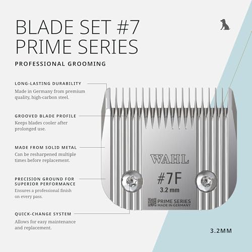 Wahl Pro Animal Prime Series Blades - Professional Fine Tooth Pet Clipper for Horse, Cat & Dog Grooming - Made from High-Carbon Steel - #7, 3.2mm - size: #7
