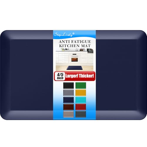 4/5 Inch Thick Kitchen Mat - Cushioned Anti Fatigue Mat for Kitchen Floor | Easy to Clean, Water Resistant, Non-Slip Thicker Rug, Standing Desk Mat for Sink, Office, Kitchen (17''x24'', Blue) - color: Blue, size: 24"L x 17"W x 0.8"Th
