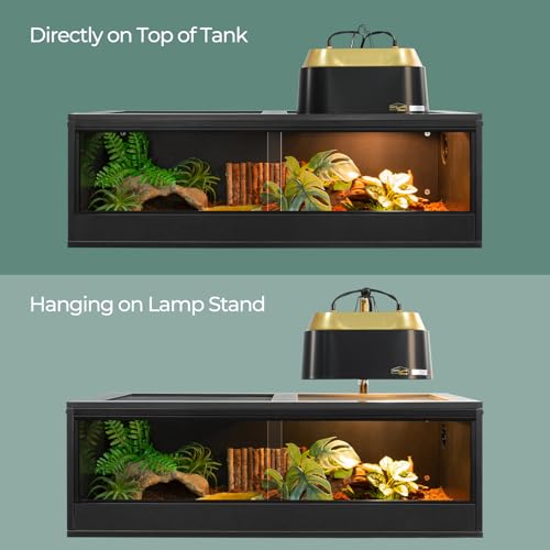 Dual Reptile Light Fixture with Switches, High Reflection Dome Reptile Heat Lamp Fixture, Terrarium UVB Basking Bulb Fixture for Reptiles Bearded Dragon Snake Tortoise, Max 150W Each - size: 12.6IN 150W