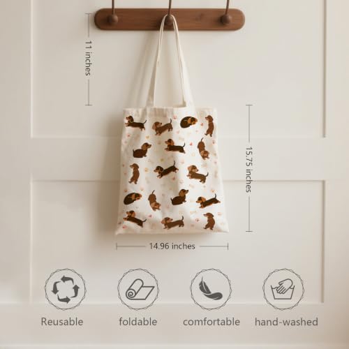 Aesthetic Canvas Tote Bag for Women - with Magnetic Snap Closure & Zipper Inner Pocket Reusable Totes Bag - color: Dog4