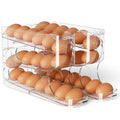 Sotfamily Clear FIFO Egg Holder for Fridge, Egg Dispenser for Eggs 36 Count | Clear PET, Heavy-Duty, Automatic Rolling Egg Organizer, Space-Saving Egg Roller/Container/Storage for Kitchen Countertop - size: 2 Packs