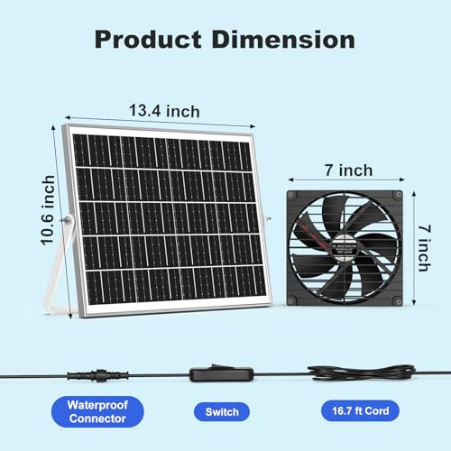 7.5" Solar Chicken Coop Fan 2 Pack, 15W x 2 Solar Powered Greenhouse Fan, Solar Exhaust & Intake Fans Outdoor Waterproof, for Doghouse Shed Pet Air Circulation Ventilation Cooling, No Battery - size: 7.5" Fan 2 Pack