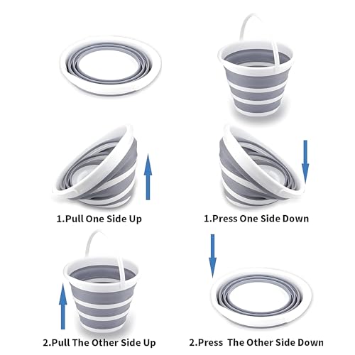 2.6 Gallons Collapsible Bucket with Handle, Space Saving Design Portable Foldable Water Pail for Indoor/Outdoor, Mop, Boating, Camping, and Fishing (1-Pack)