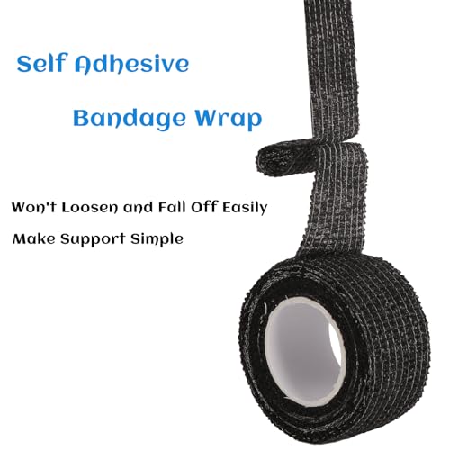 24 Rolls Elastic Self Adhesive Bandage Wrap 1 Inch, Breathable Non Woven Cohesive Bandage, Vet Wrap for Dogs, Ankle Sprains Swelling Medical First Aid Tape, Sports Athletic Tape Color Black - color: 1 Inch-24 Count Black
