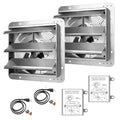 iPower 12 Inch Shutter Exhaust Fan Aluminum High Speed 1620RPM, 1800CFM, Silver, with Adjustable Programmable Thermostat, 2 Pack - style: Temp Controller Exhaust Fan(with Power Cord)