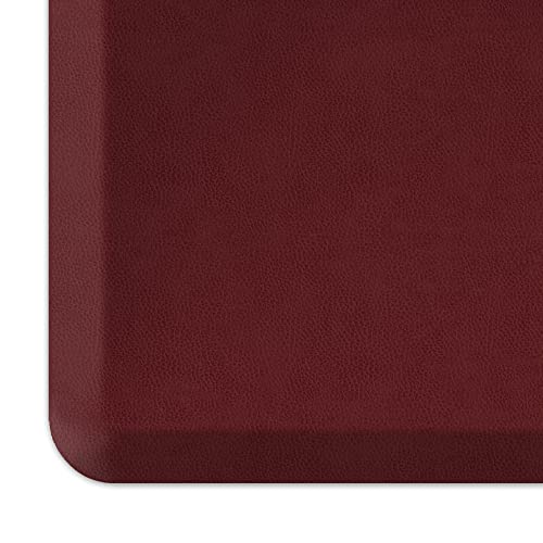 NewLife by GelPro Anti-Fatigue Designer Comfort Kitchen Floor Mat, 20" x32”, Leather Grain Cranberry - color: Leather Grain Cranberry, size: 32"L x 20"W x 0.8"Th