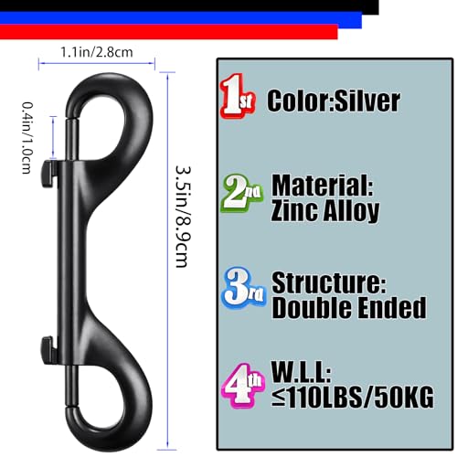 Double Ended Bolt Snaps Hook Zinc Alloy Double Trigger Metal Clips for Hanging Horse Tack Sling Feed Barns Water Buckets Linking Dog Leash Collar Leash Key Chain Horse Feeding Supplies 15 Pieces - size: 3.5 inch black